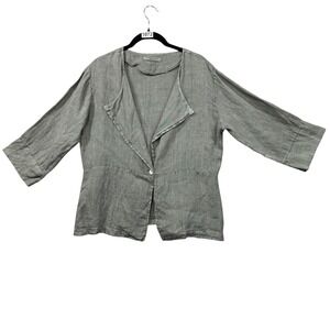 Viola Borghi‎ Linen Blazer Women L Sage Green Italian Made Single Button Jacket
